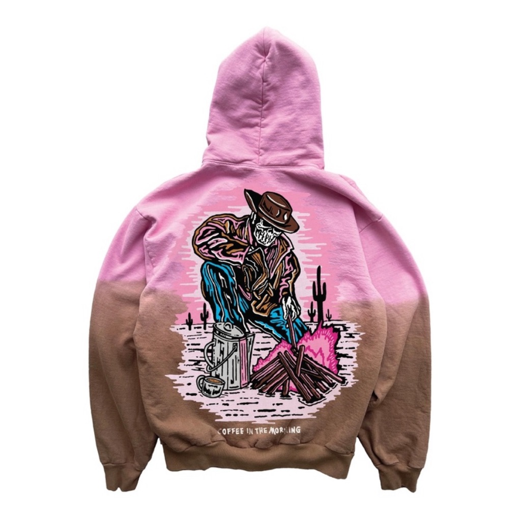 Warren Lotas Coffee In The Morning Pink Brown Ombr Hoodie